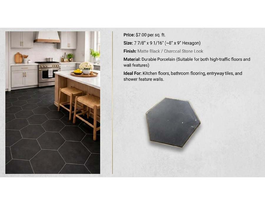 Matte Black Hexagon Porcelain