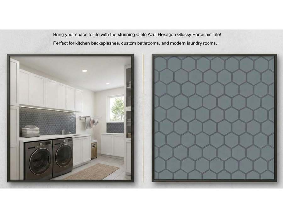 Cielo Azul Hexagon Glossy Porcelain